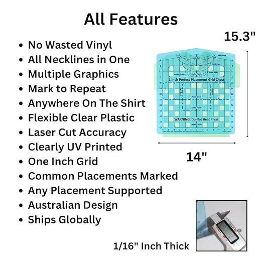 T-Shirt Ruler Guide, Chest Placement Heat Press Alignment | Australian Designed