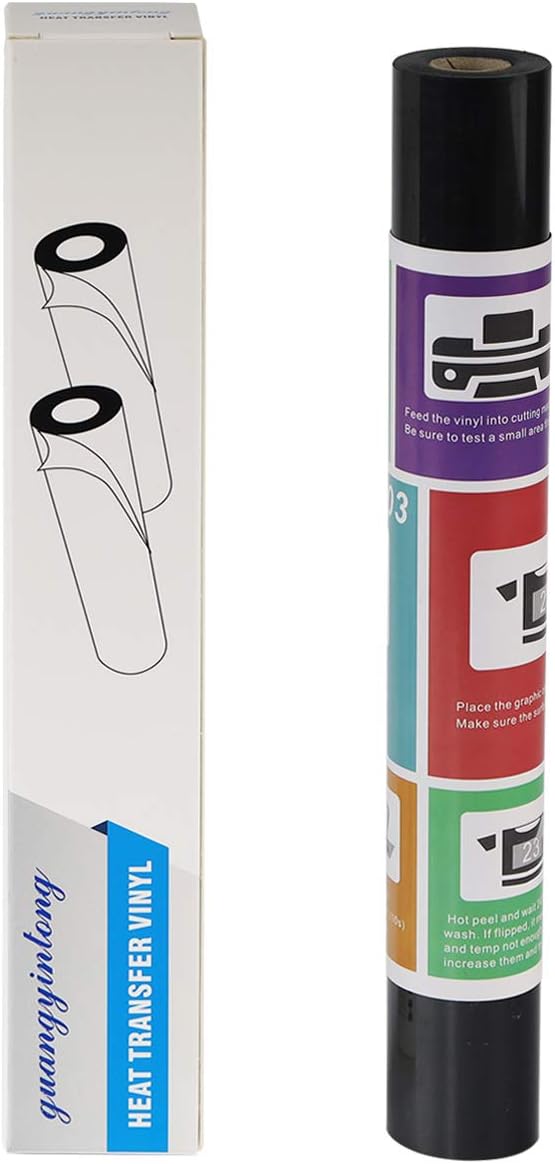 guangyintong Heat Transfer Vinyl Black HTV Rolls, Glossy Surface Black HTV Vinyl