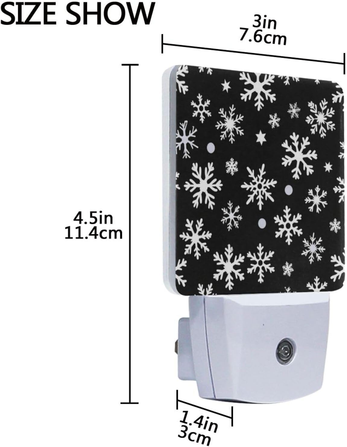 Aslsiy Night Light for Kids White Snowflakes Dots on Black (1) Plug in Wall Lamp LED Dusk to Dawn Sensor Energy Saving Nightlight for Boys Girls Men Women