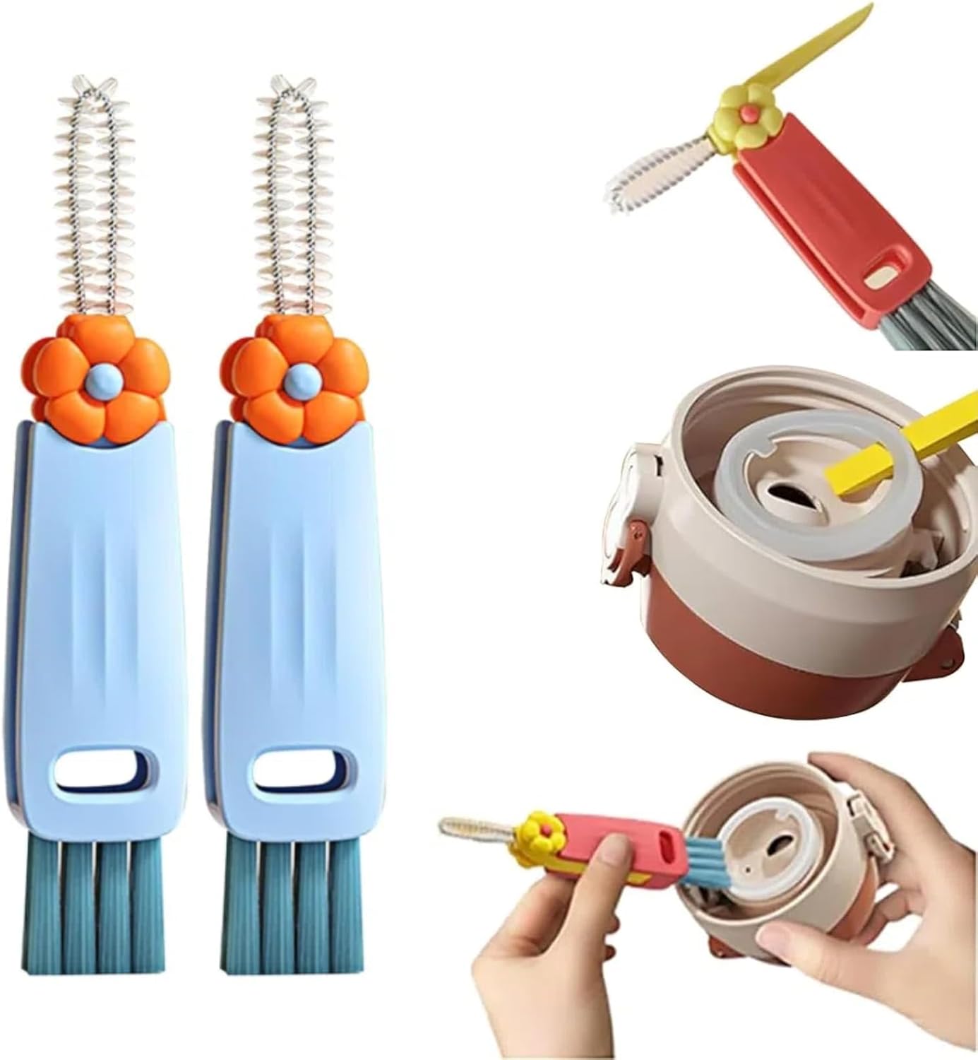 Upgraded 3 in 1 Cup Lid Cleaning Brush, 2025 New Multifunctional Lid Cleaner Brush, Bottle Cleaner Brush for Coffee Cups Lid Gap, Home Kitchen Crevice Cleaning Brush Tools