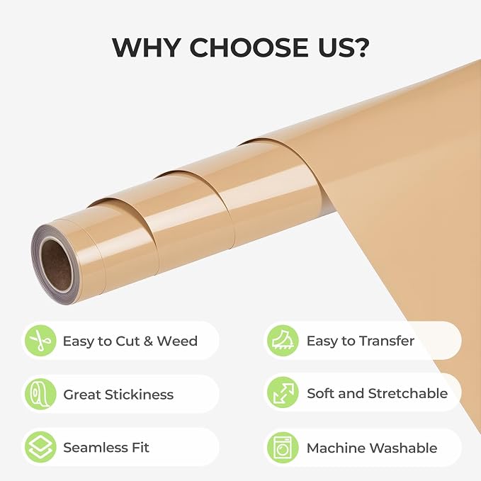 HTVRONT Tan HTV Vinyl Roll
