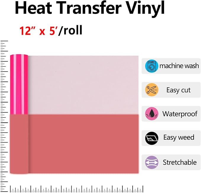 HTVVETUR Glow in The Dark HTV Heat Transfer Vinyl Roll 12 Inch by 5 Feet Iron