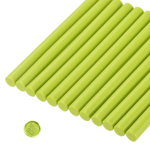 MECCANIXITY 12 Pcs Yellow Green Cylinder Sealing Wax Stick Glue Gun Wax Seal