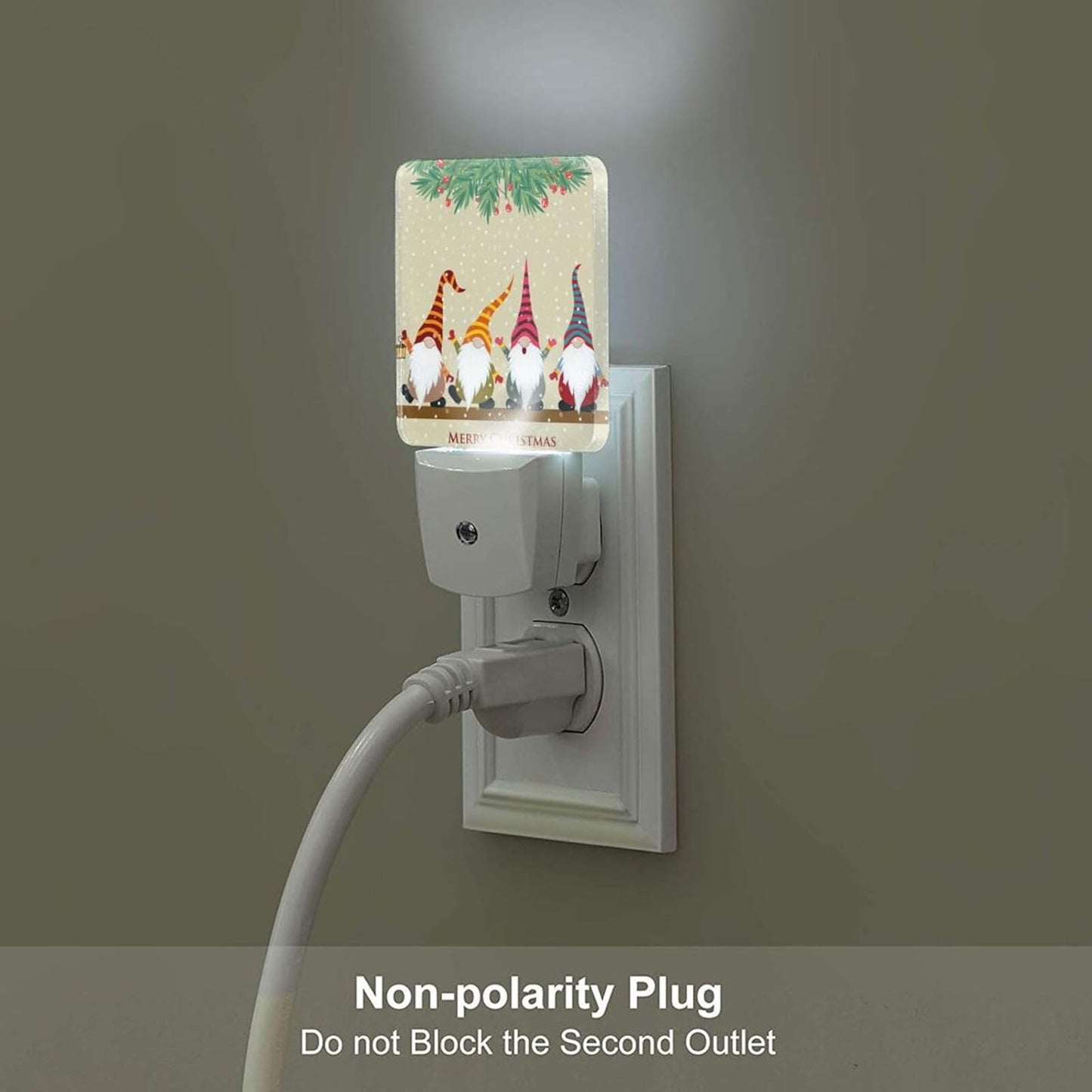 Christmas Gnomes Night Light,Plug-in Nightlights Auto Sensor Night Lamp Dusk to Dawn Lamp Home Decor for Nursery Children Girls Boys