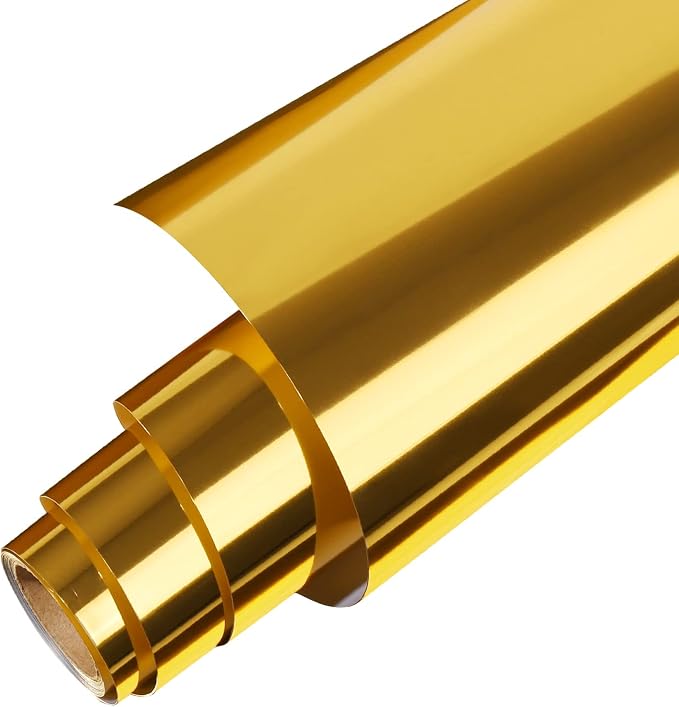Gatichetta Heat Transfer Vinyl Roll, Metallic Foil Gold Iron On Vinyl 12" X 6ft
