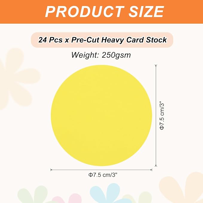 MECCANIXITY 24 Pcs Circle Card Stock, 3 Inch Round Cutouts Paper Thick