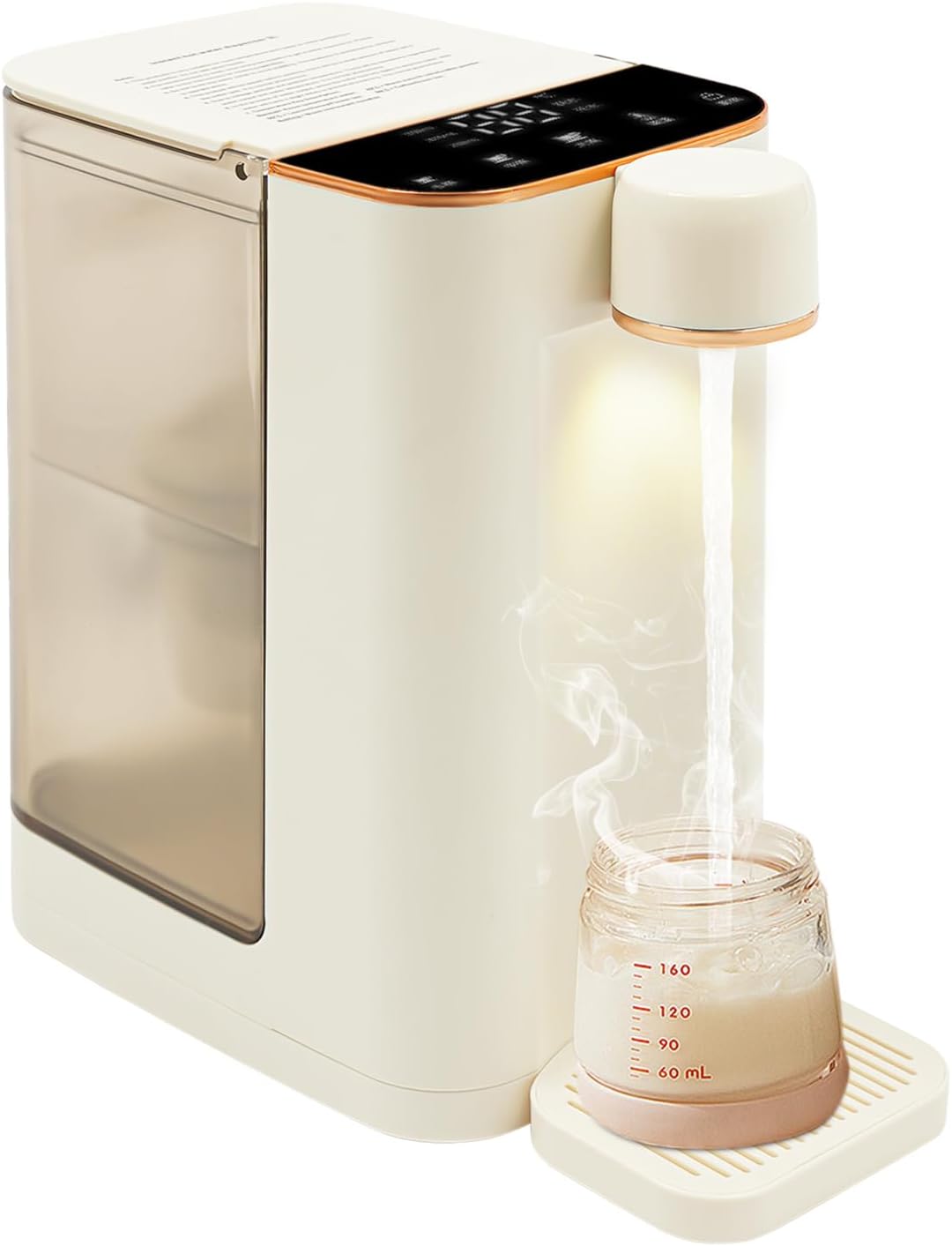 Instant Hot Water Dispenser, Countertop Water Boiler & Warmer for Tea Coffee, 3L Water Tan, with 5 Temperatures & 3 Water Outputs Child Locks Night Lights, 3s Quick Heating