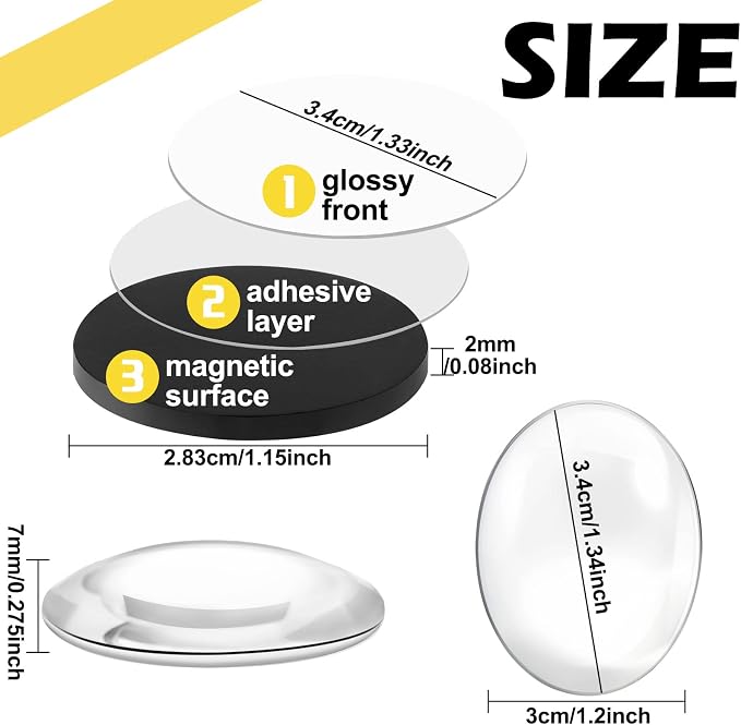 72 Pieces Round Craft Magnets Glass Ceramic Ferrite Magnet