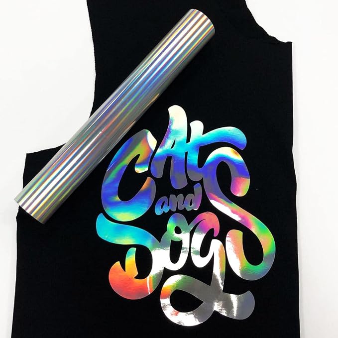 Holographic Heat Transfer Vinyl Silver Rainbow HTV Vinyl Rolls 12 inch x 6 feet