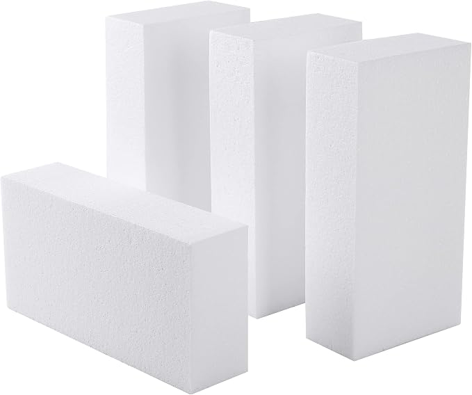 AMZQNART 4pcs 8x4x2in Craft Foam Blocks White