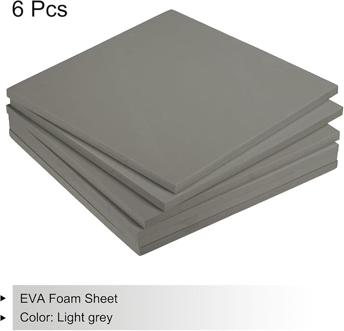 MECCANIXITY EVA Foam Sheets Light Grey 9.8 Inch x 9.8 Inch 10mm Thick Crafts