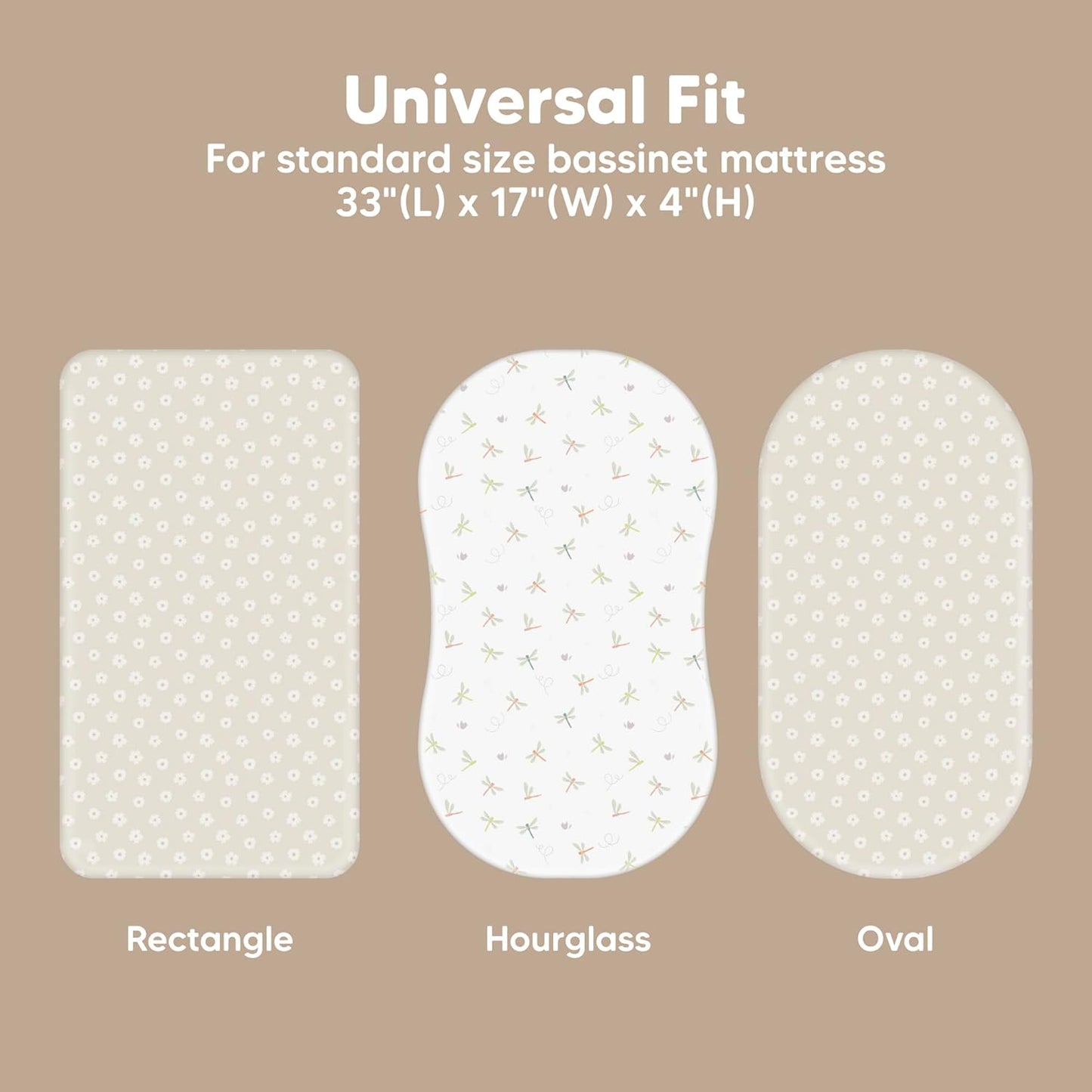 2-Pack Baby Bassinet Sheets Girl, Boy - 33x17 Viscose Derived from Bamboo Bedside Mattress Fitted Bassinet Sheets, Compatible with Halo Bassinest Swivel Sleeper, Baby Delight, Graco (Meadow)