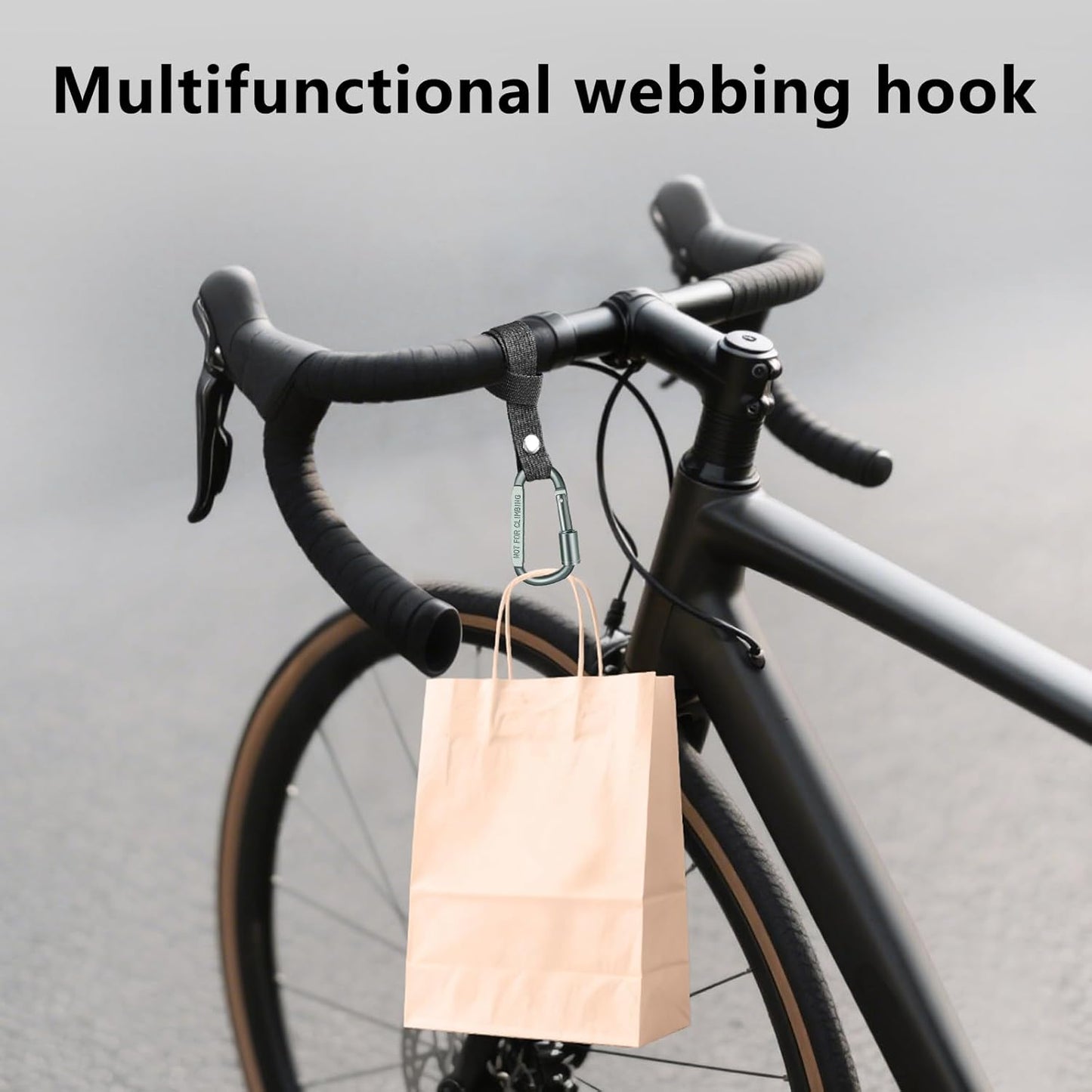 Stroller Hooks for Bags with Locking Stroller Carabiner Clip – Heavy-Duty Hooks for Diaper Bags, Groceries, Backpacks on Strollers, Bikes & Shopping Carts (Grey, 4 Pieces)