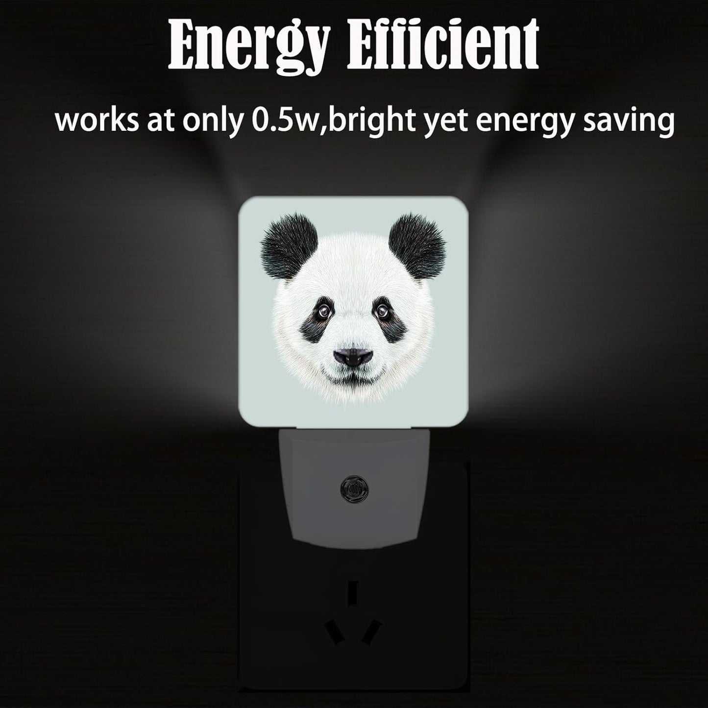 Panda Cute Face Night Light,Plug Into Wall Decor for Stairway,Hallway,Kitchen,Dusk to Dawn Sensor Nightlights for Boys/Girls/Women/Men Room Gifts