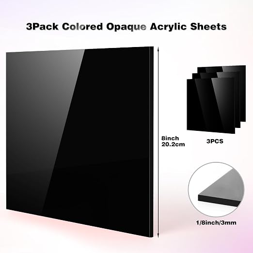 Adrattnay Black Acrylic Panels 1/8 Thick, Opaque Acrylic Panels