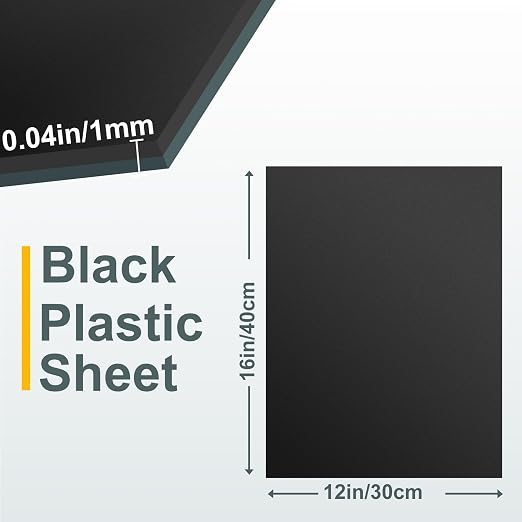6 Pack Black Plastic Sheet 12x16x0.04 in Flexible High Tensile Plastic Sheets