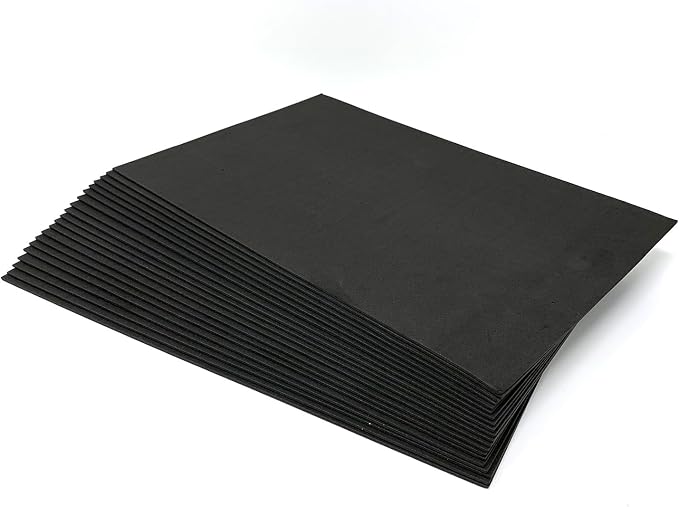 Allgala 20 Pack Self-Adhesive EVA Foam Paper 8x12 Inch Sheets-Black-CF85410