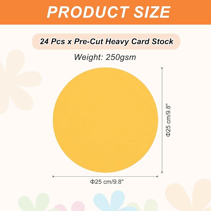 MECCANIXITY 24 Pcs Circle Card Stock, 9.8 Inch Round Cutouts Paper Thick