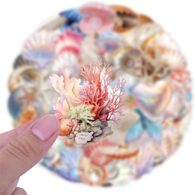 60PCS Cartoon Conch Stickers Funny Sea Shell Stickers