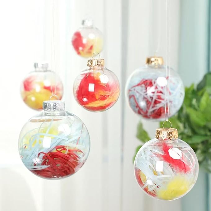 12 Pcs DIY Clear Plastic Fillable Balls Ornament, 2.36Inch Christmas Balls |