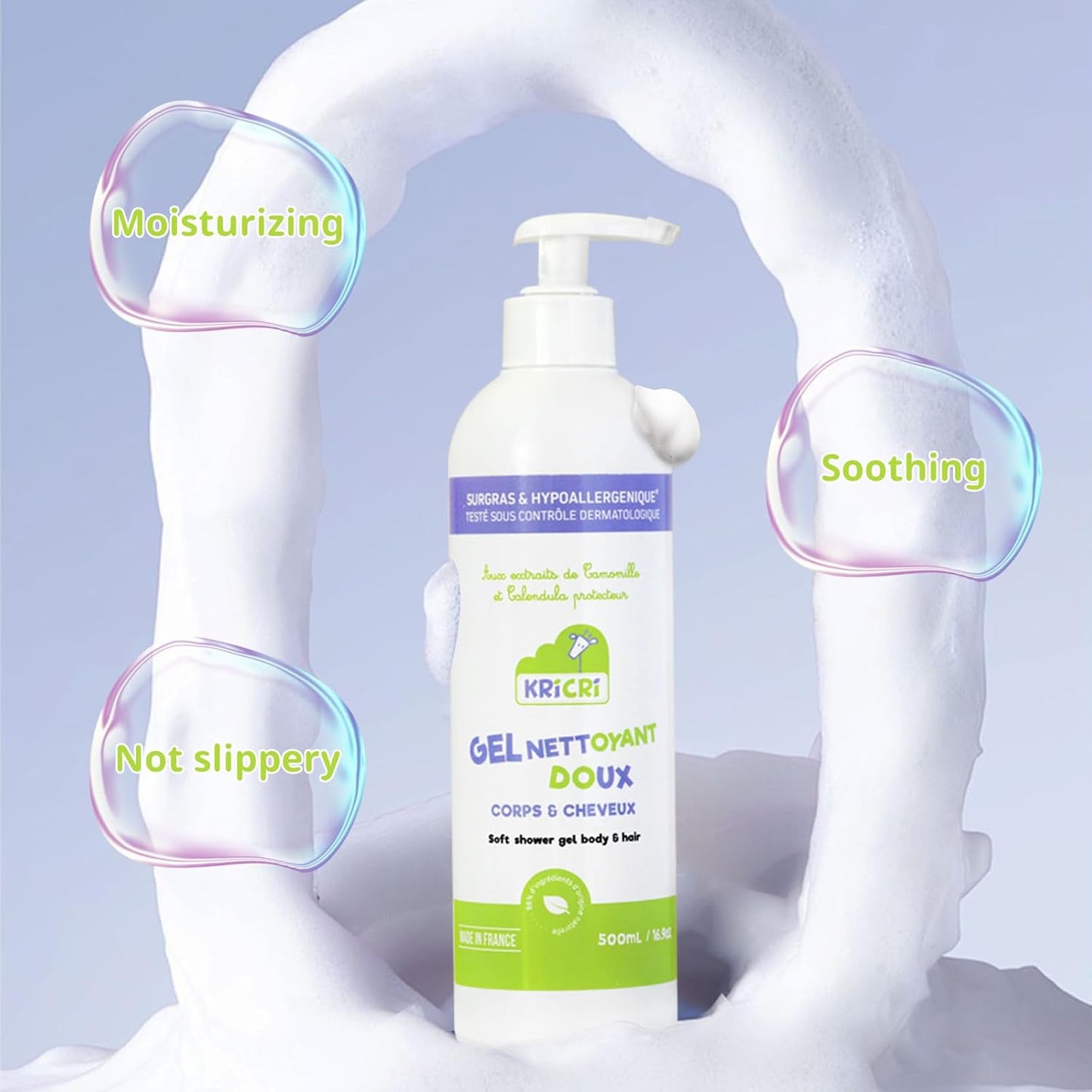 2-in-1 Hypoallergenic Body Wash & Shampoo for Children's Fragile Skin & Hair, 16.9 fl.oz (500ml)
