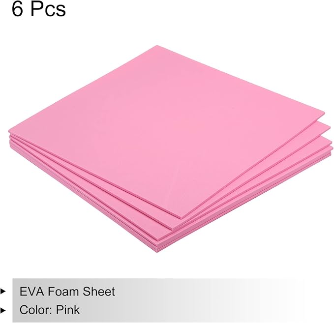 MECCANIXITY EVA Foam Sheets Pink 9.8 Inch x 9.8 Inch 3mm Thick Crafts Foam