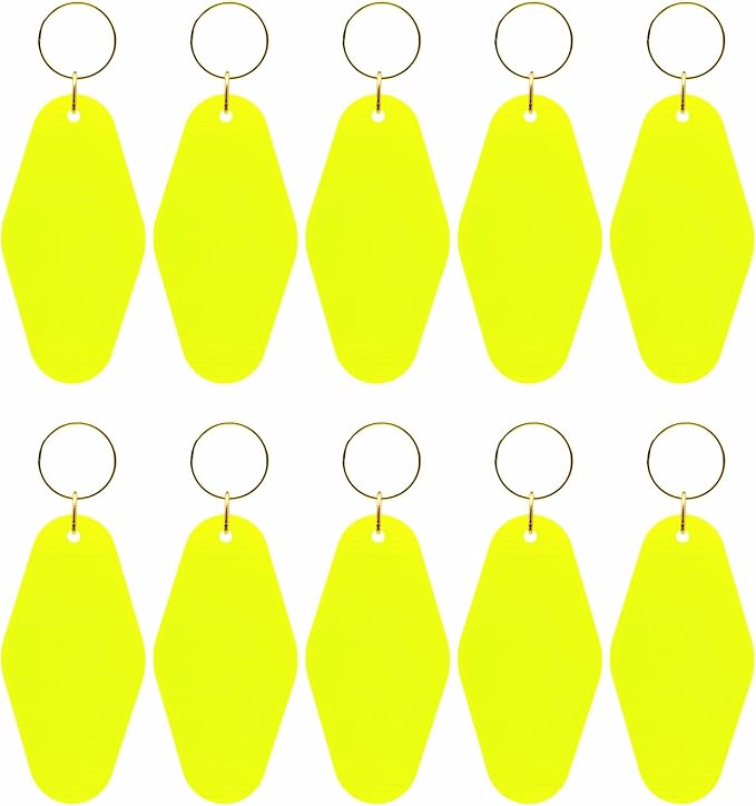 10pcs Blank Hotel Keychains Bulk Vintage Motel Keychain Vinyl Keychains Gold