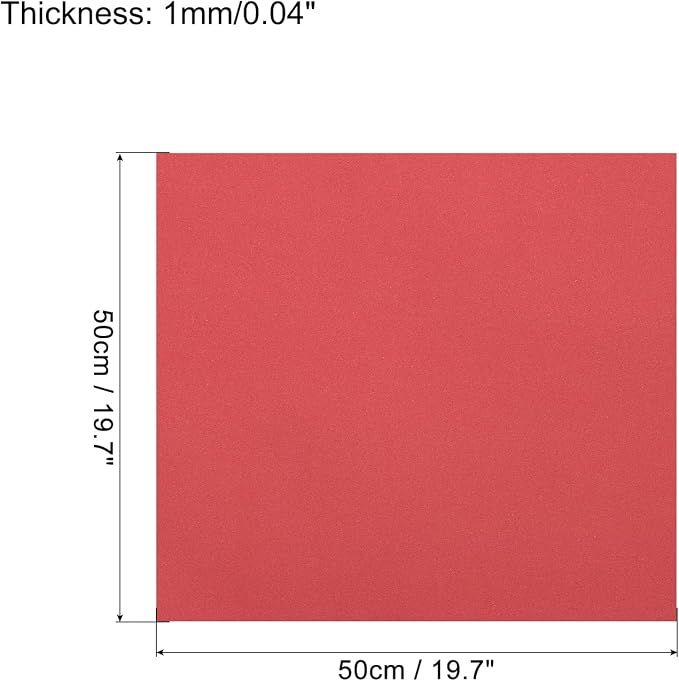 MECCANIXITY EVA Foam Sheets Red 19.7 Inch x 19.7 Inch 1mm Thick Crafts Foam