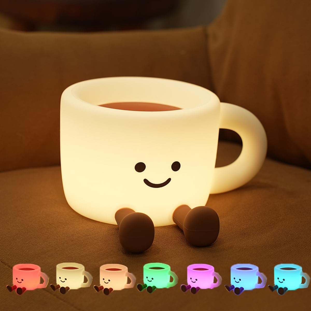 Coffee Cup Night Light,7 Colors Dimmable Bedside Lamp, Touch Control Night Lamp with 30 MinTimer for Kids Adults, Used for Camping Party Room Decor Thanksgiving Day Halloween Christmas Birthday Gifts