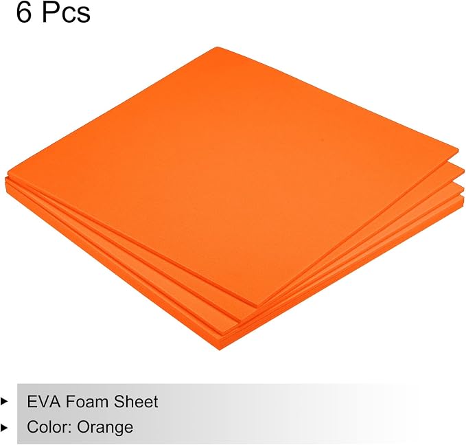 MECCANIXITY EVA Foam Sheets Orange 9.8 Inch x 9.8 Inch 3mm Thick Crafts Foam