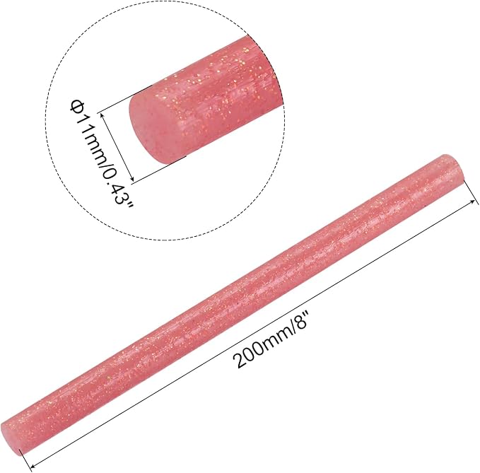 uxcell Mini Hot Glue Sticks for Glue Gun 11mm x 200mm Glitter Light Red 12pcs