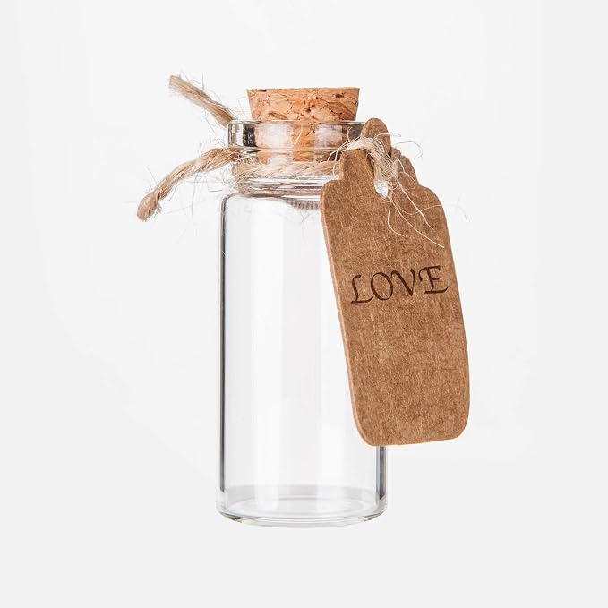 64PCS Cork Stoppers Glass Bottles, DIY Decoration Small Tiny Glass Jars Favors