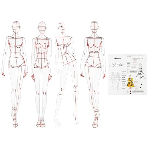 Update 4PCS Fashion Drawing Ruler, French Curve Ruler Sewing Humanoid Patterns