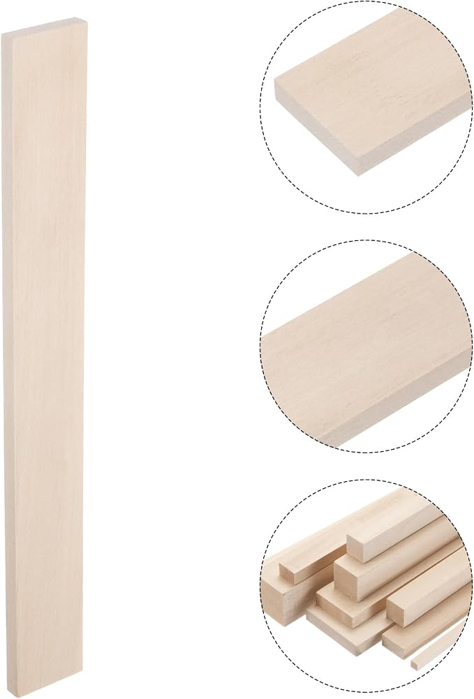 MECCANIXITY 6pcs Wood Sticks, 3/8"x 1.8" x 15" Rectangle Wooden Cube Wood
