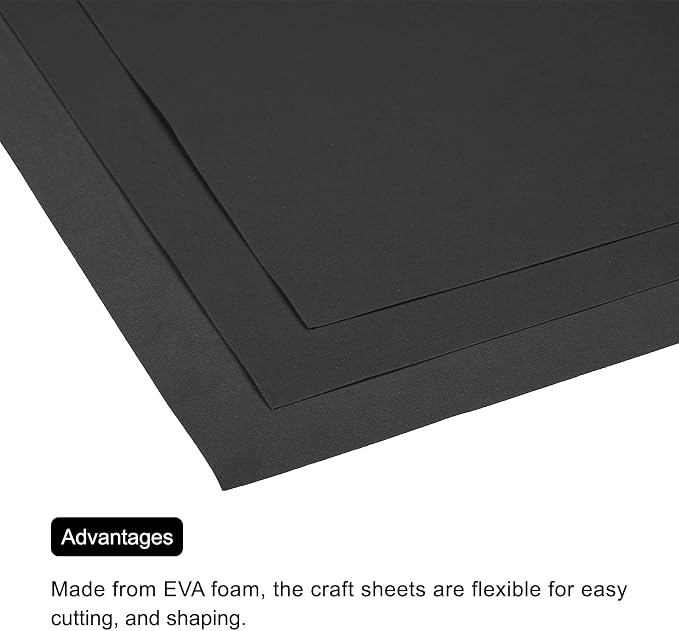 MECCANIXITY EVA Foam Sheets Black 19.7 Inch x 17.7 Inch 0.8mm Thick Crafts Foam