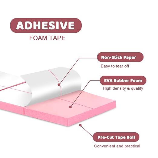 330 PCS Double Sided Foam Tape Pre Cut 1/2 X 2/5 Inch Small Adhesive Foam