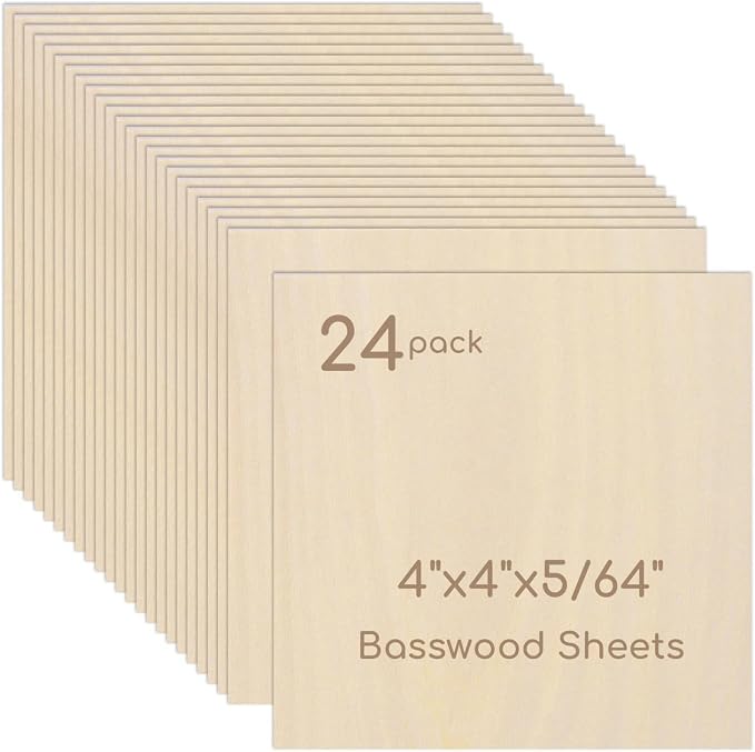 24 Pack Plywood Sheets, Unfinished Wood Boards Blanks