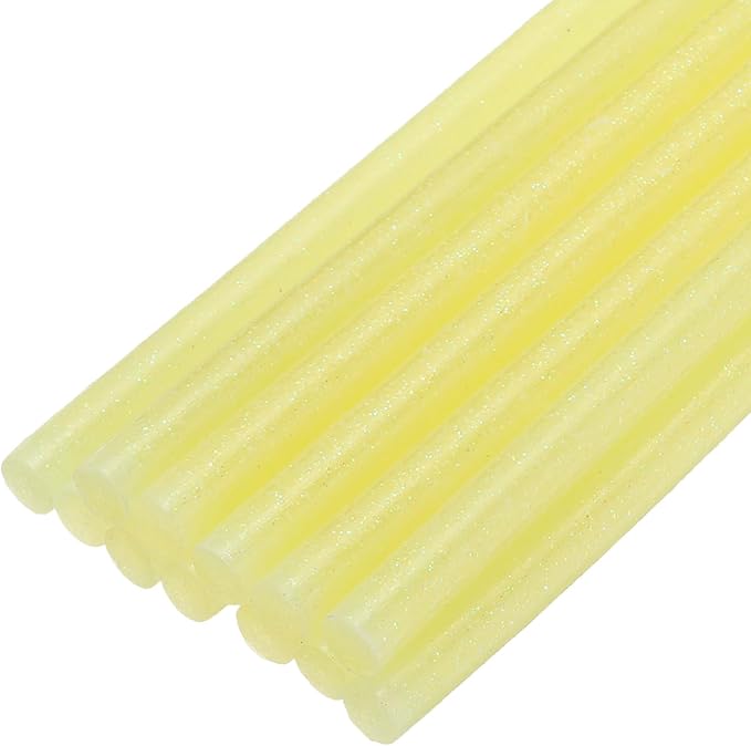 uxcell Mini Hot Glue Sticks for Glue Gun 7mm x 100mm Glitter Yellow 12pcs