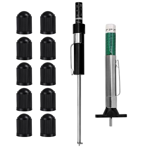 NQEUEPN Brake Pad Thickness Gauge Set, Tire Tread Depth Gauge & Valve Stem Caps