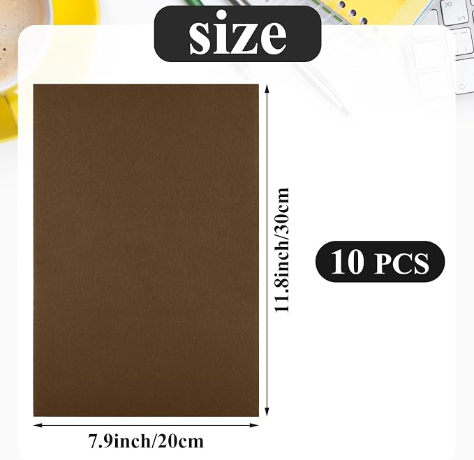 10PCS Brown Self Adhesive Felt Fabric Sheets Sticky Felt Sheets