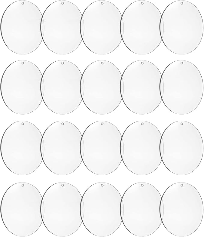 4Inch Round Acrylic Blanks Ornament 20Pcs Clear Acrylic Disc Circle |