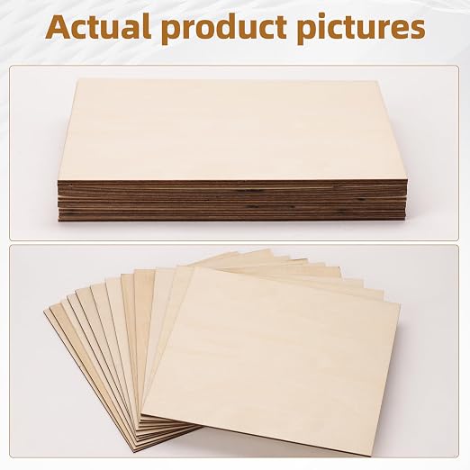 3 mm Birch Plywood 1/8 x 12 x 12 Inch, 6 Packs Craft Wood, Stronger Than
