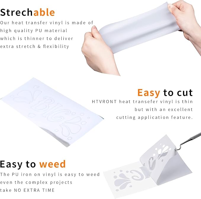 HTVRONT White HTV Heat Transfer Vinyl Bundle: 24 Pack 12"x12" Iron on Vinyl |