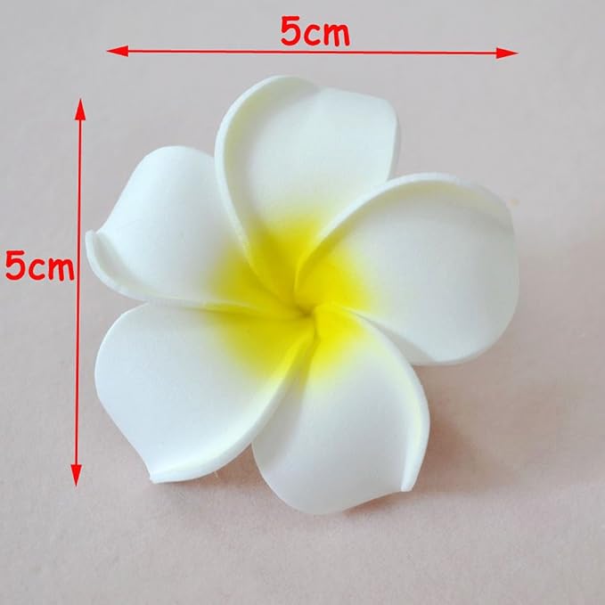 Pursuestar 100Pcs Mixed Colors Foam Hawaiian Frangipani Artificial Plumeria
