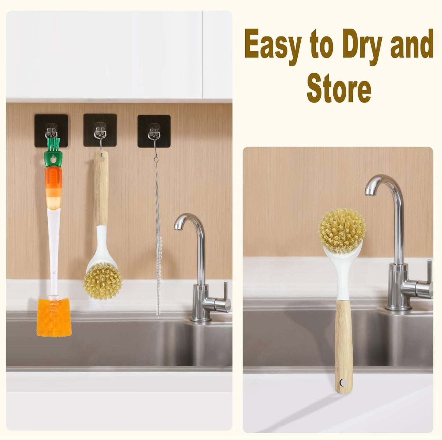 XYFuuee 5 Pack Dish Bottle Brush Set with 5-in-1 Cup Cleaning Brush, Dish Scrub Long Handle Brush with Scraper Tip, 3 Straw Cleaner Brushes, Washing Kitchen Sink Pot Pan Water Bottle Stove