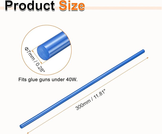 HARFINGTON 10pcs Hot Glue Sticks 0.28" Dia x 11.81" Long EVA Mini Hot Melt