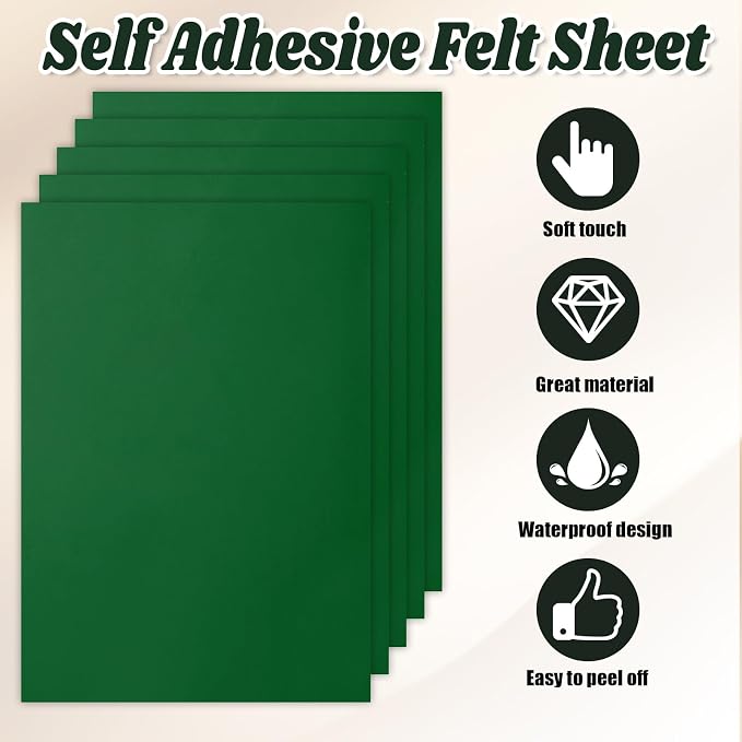 Biaungdo 6 Pcs 8 x 12 Inch Felt Fabric Sheets, Dark Green Square Felt Sheet |