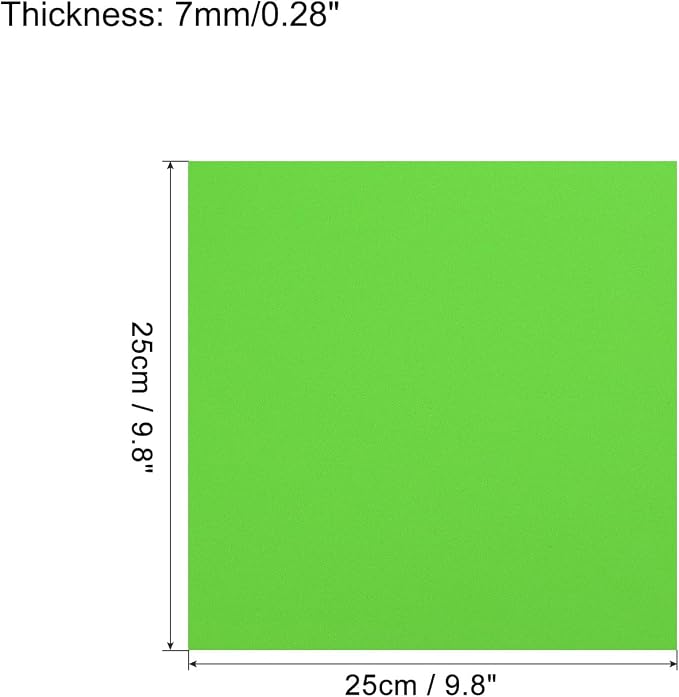 MECCANIXITY EVA Foam Sheets Green 9.8 Inch x 9.8 Inch 7mm Thick Crafts Foam