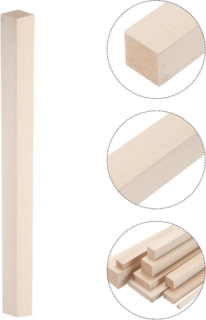 MECCANIXITY 6pcs Wood Sticks, 7/8"x 7/8" x 12" Rectangle Wooden Cube Wood
