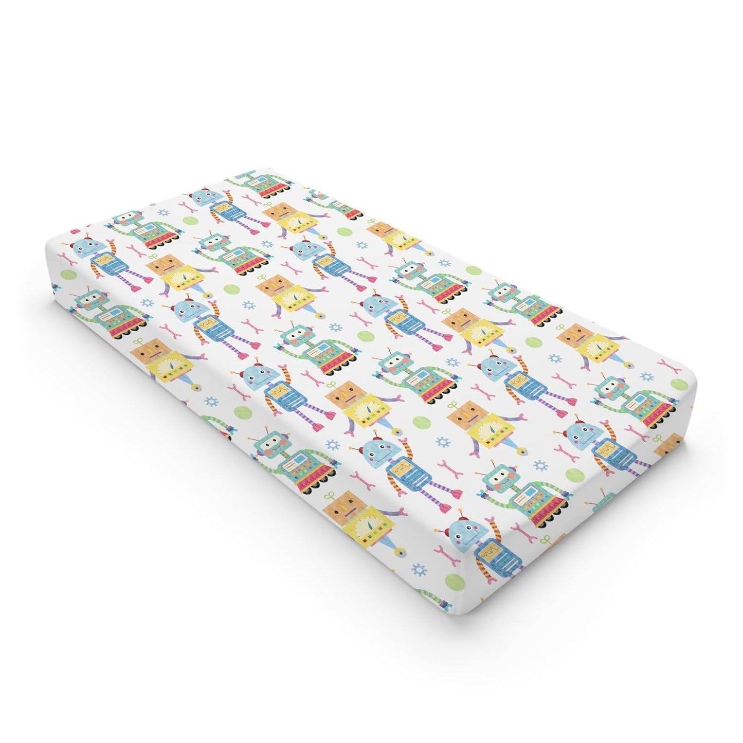 Cartoon Robots Changing Pad Covers Cute Robots Baby Diaper Changing Table Cover for Boys Girls Robots Nursery Decor Ultra Soft Breathable Stretch Changing Table Sheets Mats 32''x16''